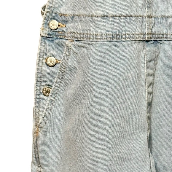 OLD NAVY Slouchy No Stretch Lightwash Raw Hem Short Cotton Denim Overall - Picture 4 of 10
